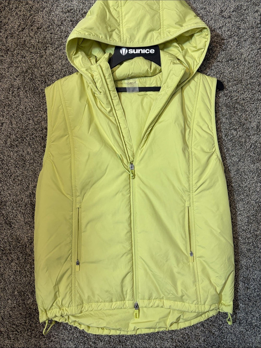 CALIA by Carrie Underwood Lime Hooded Puffer Vest